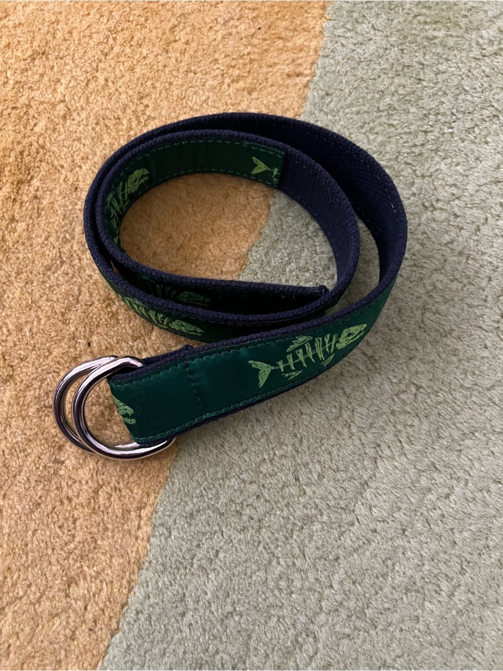 Belted Cow Green Fishbone D-Ring Fabric Belt Maine 27.5 Inches